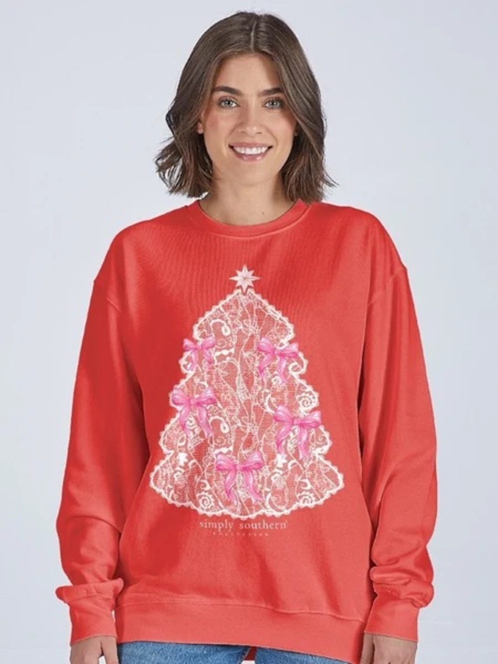 Simply Southern Christmas Tree Bow Sweatshirt